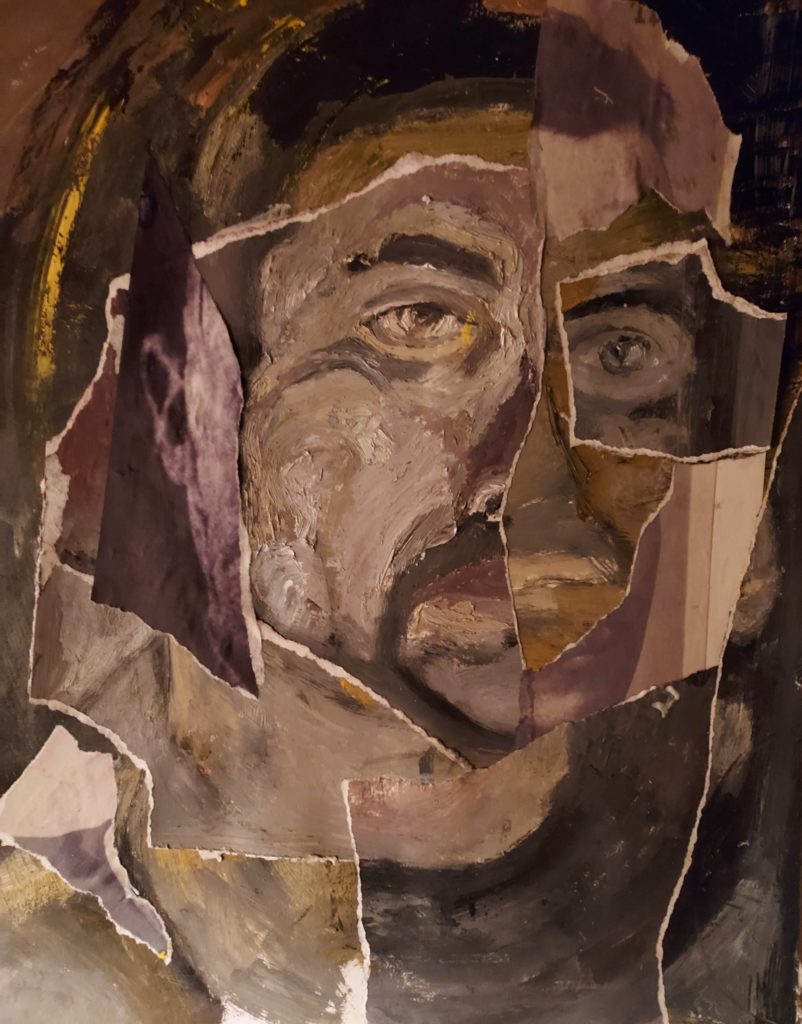 Peinture à l'huile et collages.